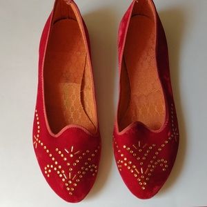 1950s red velvet flats by HONEYBUGS